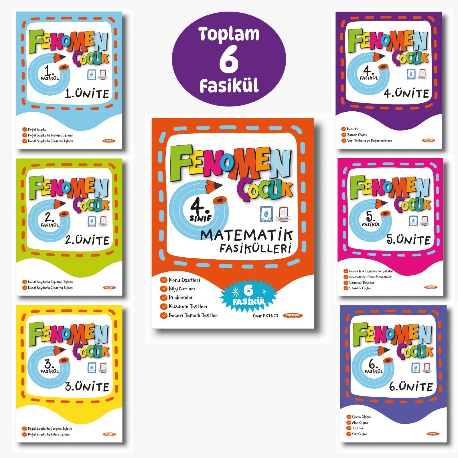 Fenomen Çocuk Yayınları 4.Sınıf Yeni Ürün FENOMEN ÇOCUK 4 MATEMATİK FASİKÜLLERİ (TOPLAM 6 FASİKÜL)