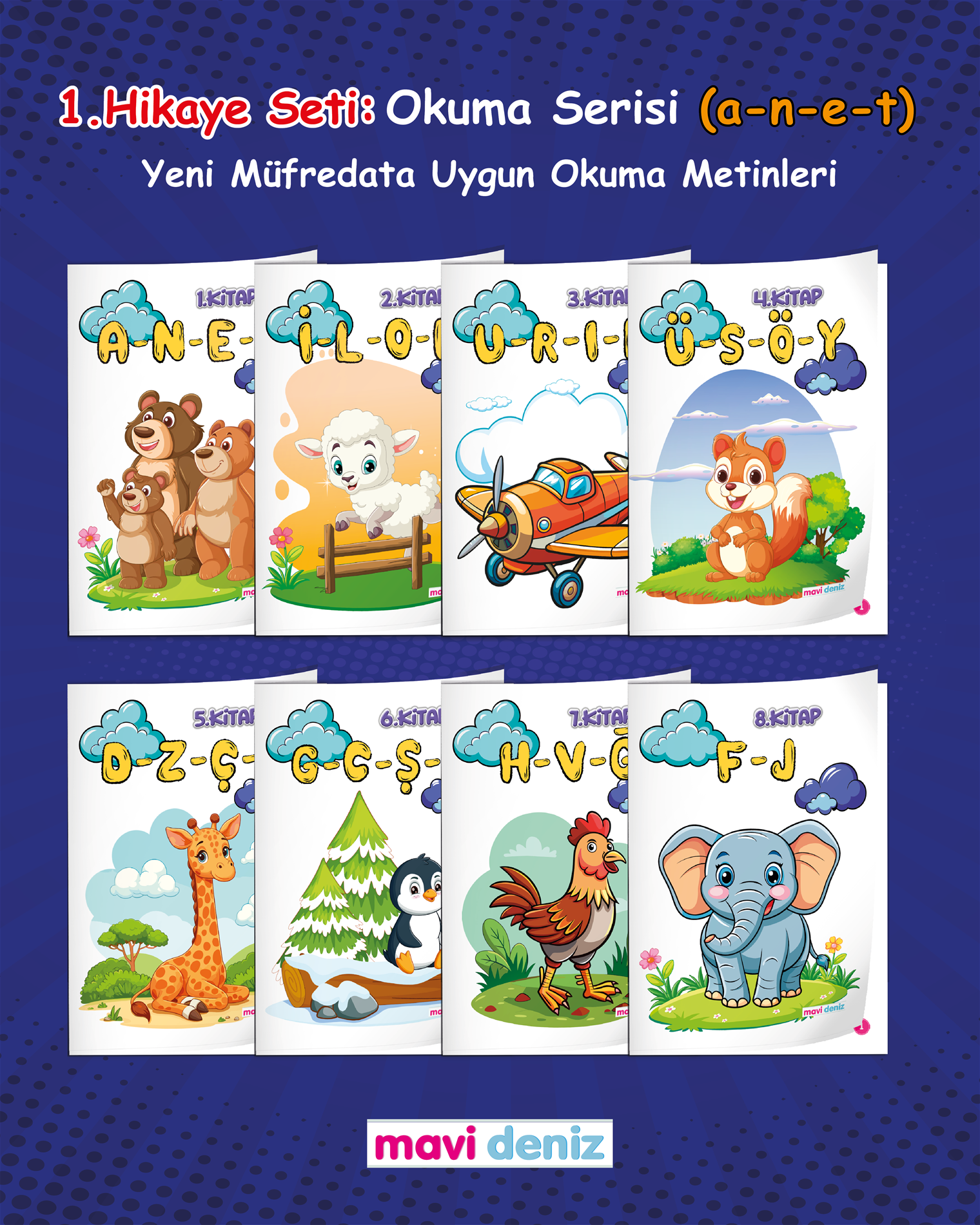 MAVİ DENİZ YAYINCILIK 1. SINIF MAARİF MÜFREDAT İÇİN OKUMA DİZİSİ (A-N-E-T)-2025-2026