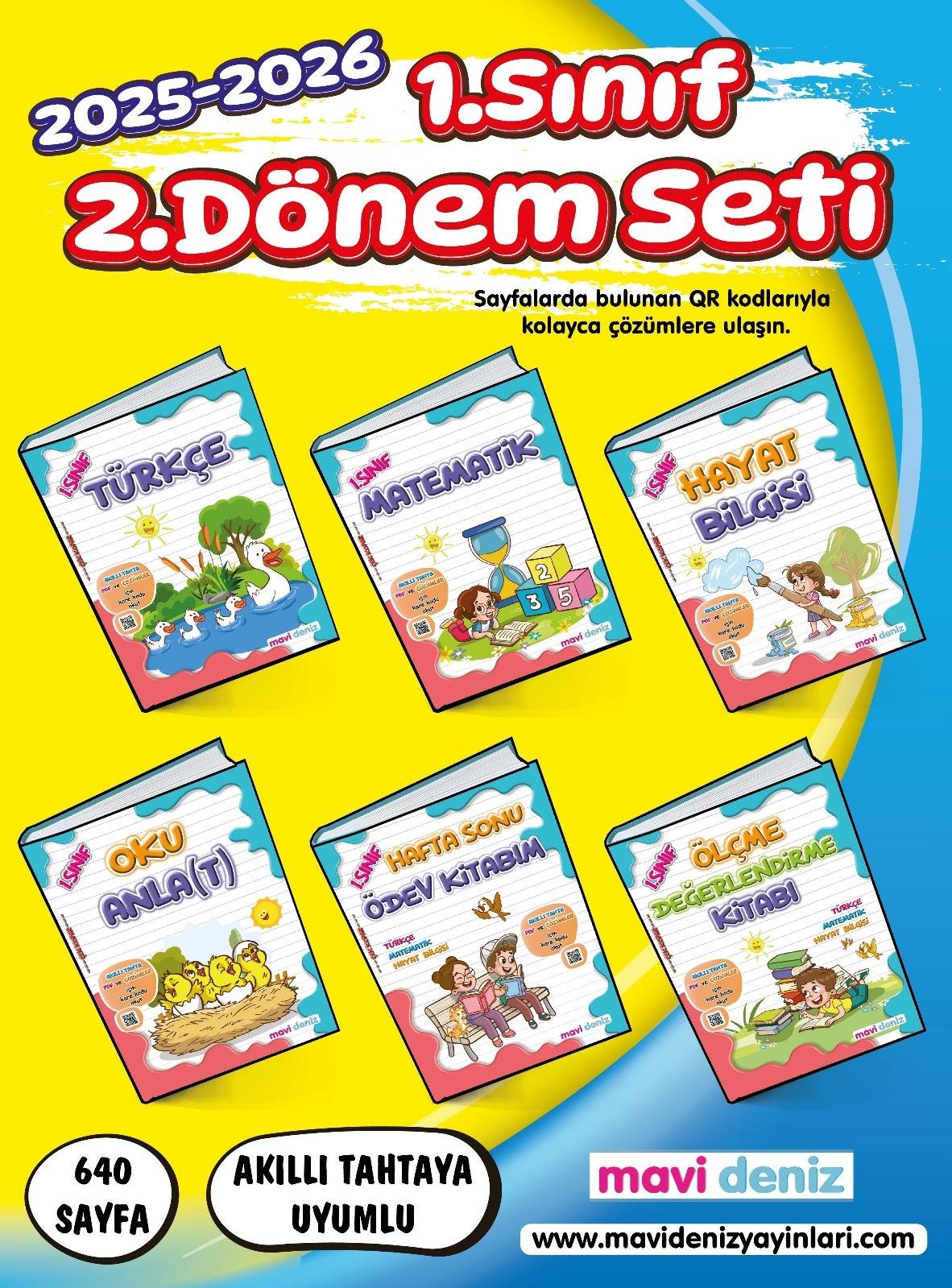 MAVİ DENİZ YAYINCILIK 1. SINIF MAARİF MÜFREDAT 1. SINIF 2. DÖNEM 6 KİTAP SET (2025_2026)