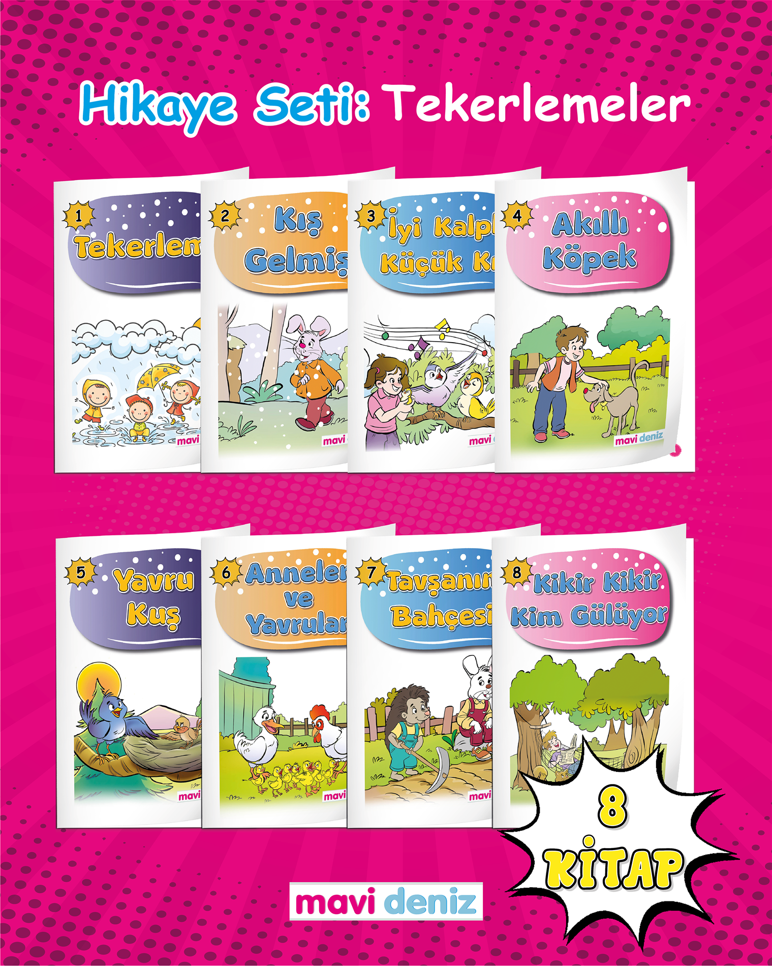 MAVİ DENİZ YAYINCILIK 1. SINIF MAARİF MÜFREDAT MAVİ DENİZ YAYINCILIK 8'LI HİKAYE SETİ (TEKERLEME)