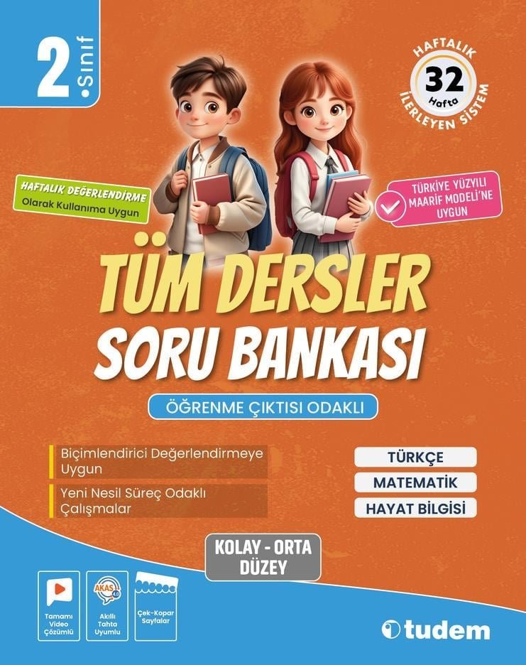 Tudem Eğitim 2.Sınıf Yeni Müfredat Tüm Dersler Soru Bankası
