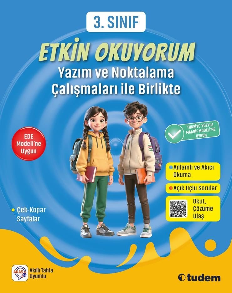 Tudem Eğitim 3.Sınıf Yeni Maarif Müfredat Etkin Okuyorum - Yazım ve Noktalama Çalışmaları ile Birlikte