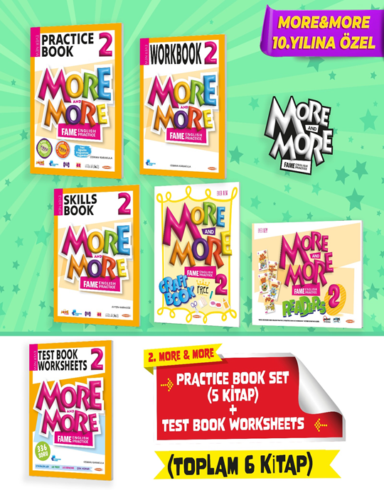 MORE&MORE 2.SINIF More & More 2 Practice Book Seti (5 Kitap) + Test Book Worksheets (Kampanyalı)