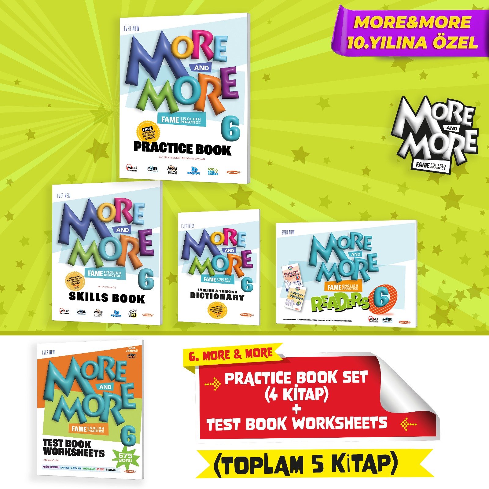 MORE&MORE 6.SINIF More & More 6 Practice Book Seti (4 Kitap) + Test Book Worksheets (Kampanyalı)