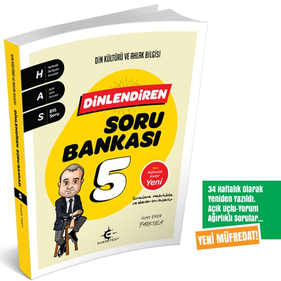 Eker Test Yayınları 5.Sınıf %100 Maarif Müfredat 5. Sınıf Dinlendiren Soru Bankası (Eker Test) (MAARİF MODELİ)