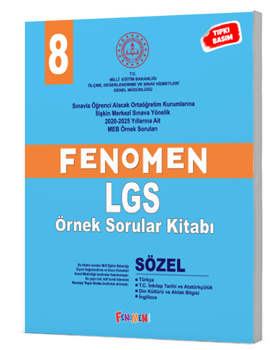 Fenomen Okul Yayınları Fenomen 8 MEB Sözel Örnek Sorular