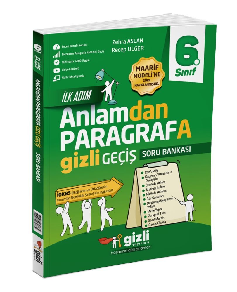 Gzili Yayınları 6.Sınıf %100 Yeni Maarif Müfredat Anlamdan Paragrafa Gizli Geçiş