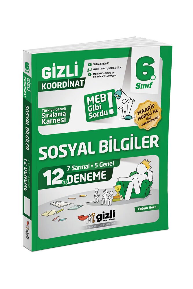 Gzili Yayınları 6.Sınıf %100 Yeni Maarif Müfredat Sosyal Bilgiler 12'li Deneme-MEB Gibi Sordu