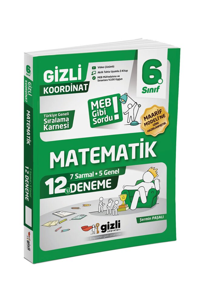 Gzili Yayınları 6.Sınıf %100 Yeni Maarif Müfredat Matematik 12'li Deneme-MEB Gibi Sordu