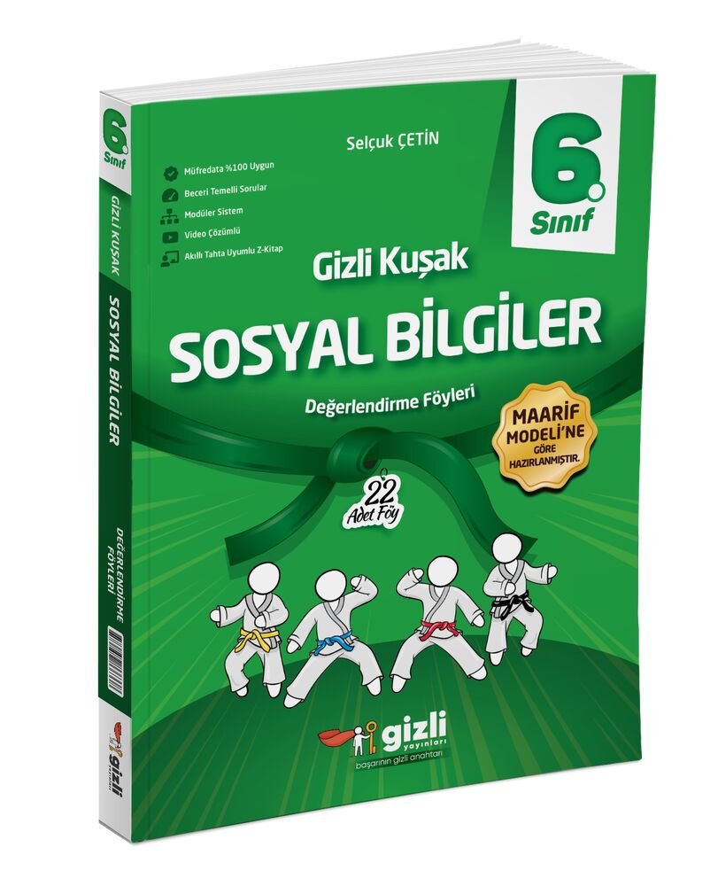 Gzili Yayınları 6.Sınıf %100 Yeni Maarif Müfredat Sosyal Bilgiler Gizli Kuşak Değerlendirme Föyleri