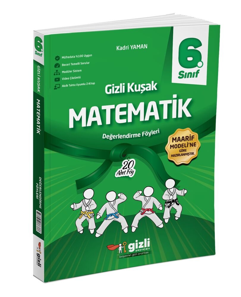 Gzili Yayınları 6.Sınıf %100 Yeni Maarif Müfredat Matematik Gizli Kuşak Değerlendirme Föyleri
