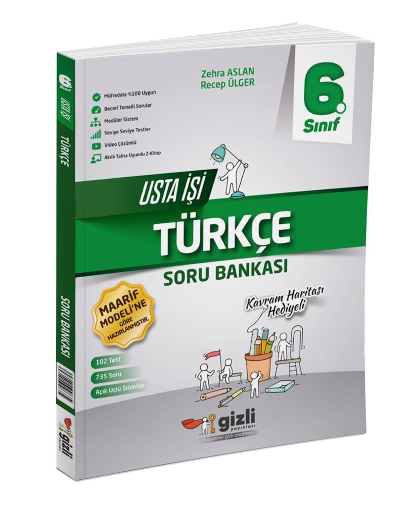 Gzili Yayınları 6.Sınıf %100 Yeni Maarif Müfredat Türkçe Usta İşi Soru Bankası Kavram Haritası Hediyeli