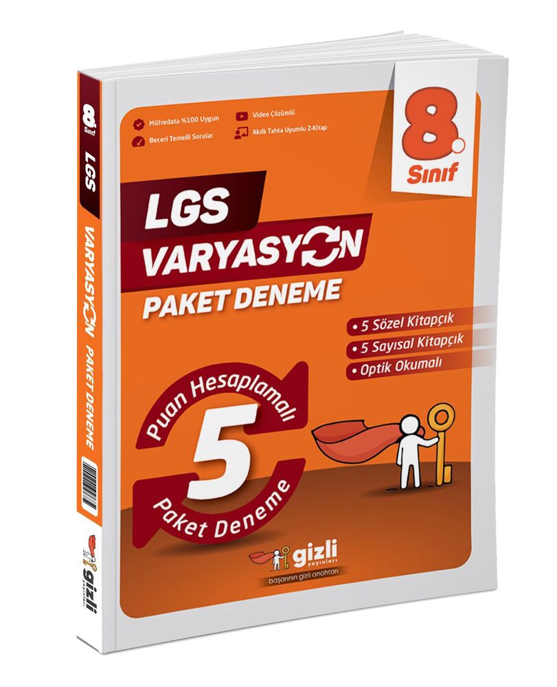 Gizli Yayınları 8. Sınıf LGS Hazırlık VARYASYON 5 li Paket Deneme - GİZLİ YAYINLARI kitap kapağı