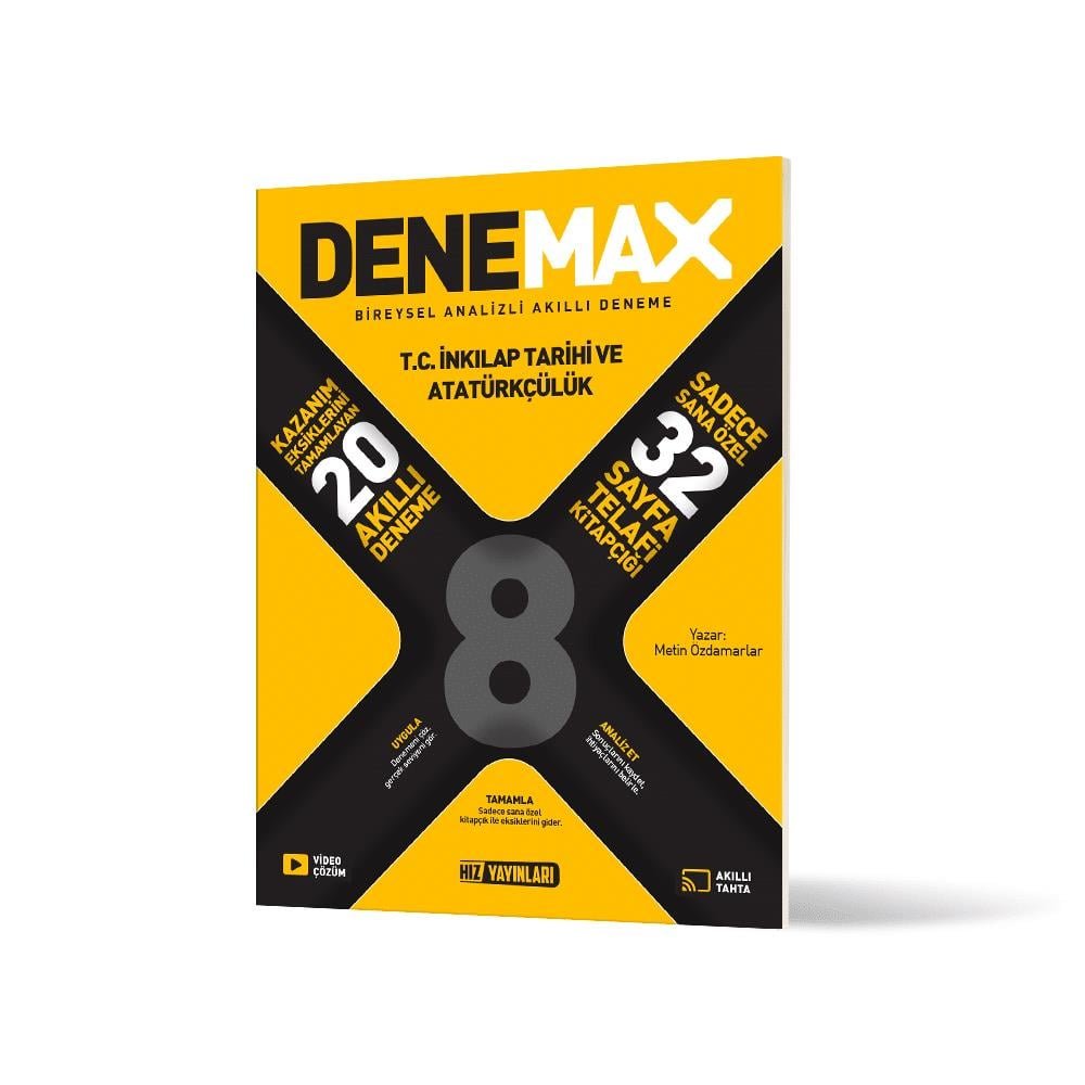 HIZ YAYINLARI 8.SINIF LGS HAZIRLIK Denemax 8. Sınıf İnkilap Tarihi 20'li Akıllı Deneme