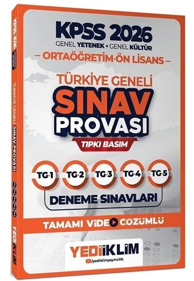 2026 KPSS Ortaöğretim Ön Lisans GY-GK Türkiye Geneli Sınav Provası Tıpkı Basım Deneme Sınavları Tamamı Video Çözümlü Yediiklim Yayınları